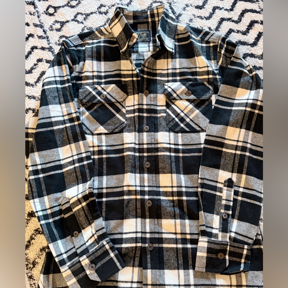 Jachs Black and White Plaid Button-Down Shirt